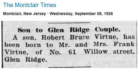 Robert Bruce Virtue Birth Record