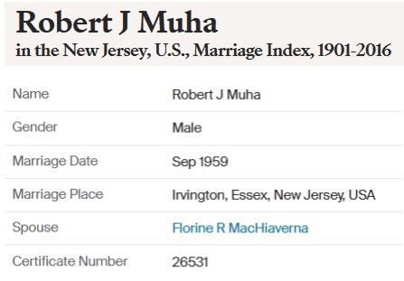 Robert J. Muha Marriage Record
