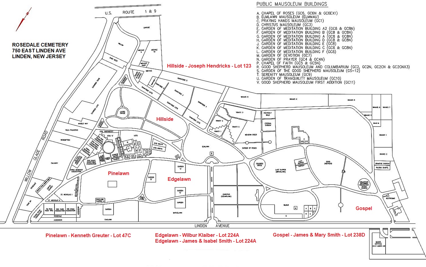 Rosedale Cemetery Map