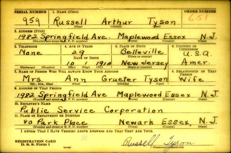 Russell Tyson World War II Draft Registration