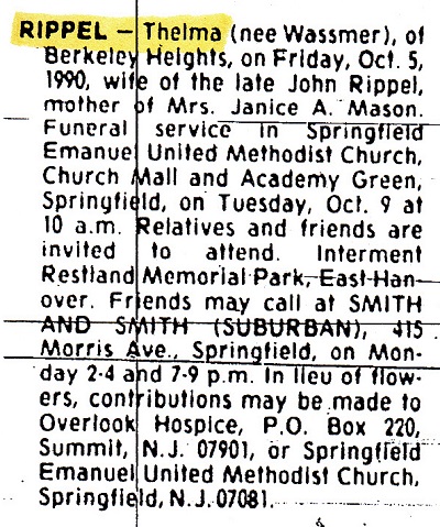 Thelma Rippel Obituary 1