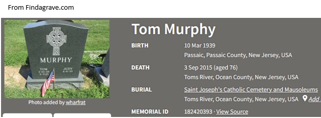 Thomas Murphy Cemetery Record