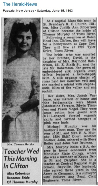 Thomas Murphy and Judith Robertson Marriage