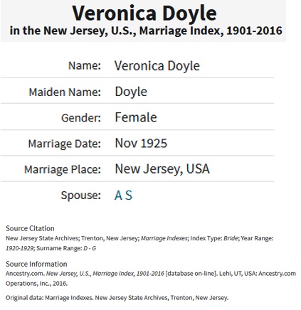 Veronica Doyle and Adam Schneider Marriage Record
