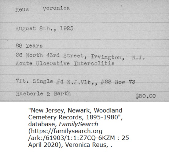 Veronica Reich Reuss Death Record