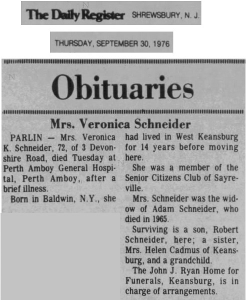 Veronica Doyle Schneider Obituary