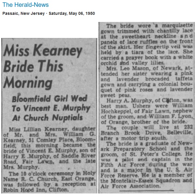 Vincent Murphy and Lillian Kearney Marriage