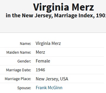 Virginia Merz Birth Index