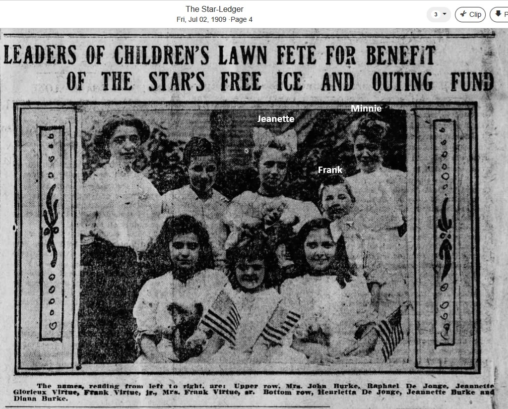 Jeanette, Frank and Minnie Virtue 1909