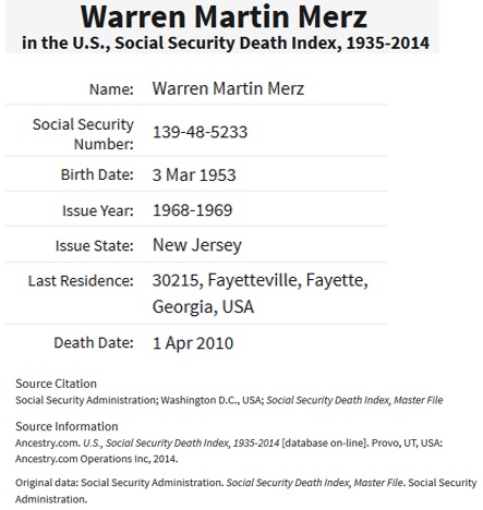 Warren M. Merz SSDI