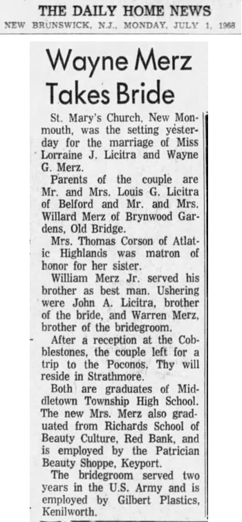 Wayne C. Merz Marriage Record