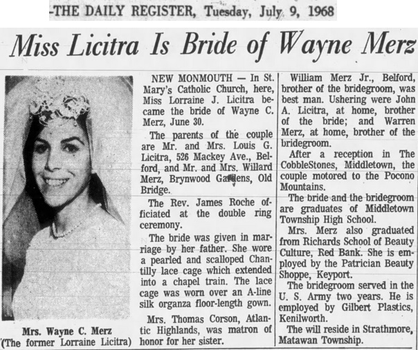 Wayne C. Merz Marriage Record