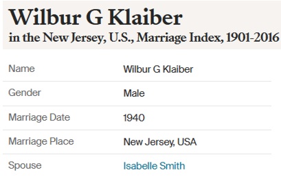 Wilbur Klaiber and Isabelle Smith Marriage