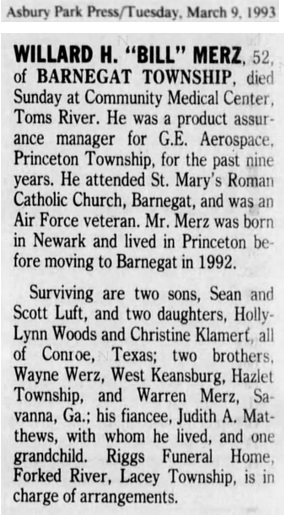 Willard H. Merz Jr. Obituary