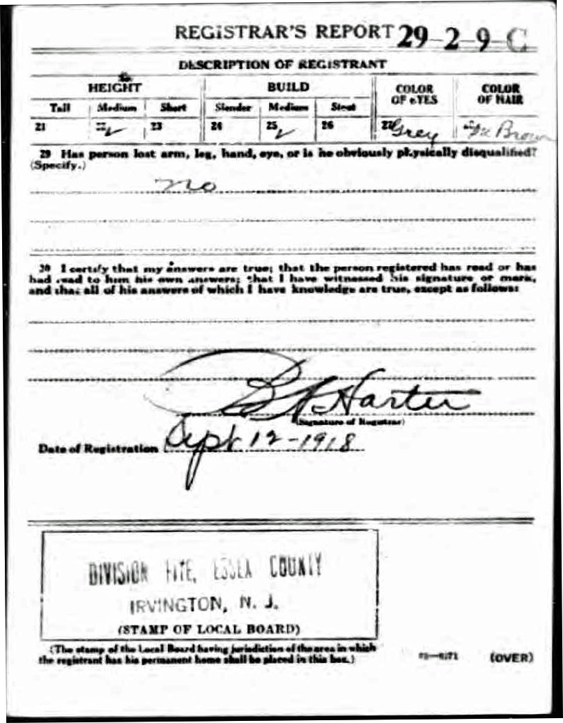 William A. Bittlingmeier's World War I Draft Registration Card Part 2