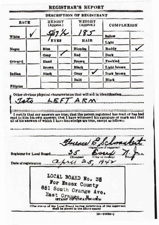 William A. Bittlingmeier's World War II Draft Registration Card Part 2
