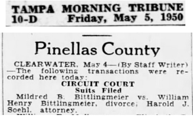 Divorce notice for William H. Bittlingmeier and Mildred Glowicki