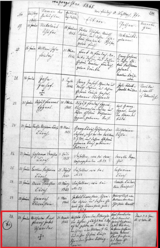 Wilhelm (William) Schneider Jr. Death Record