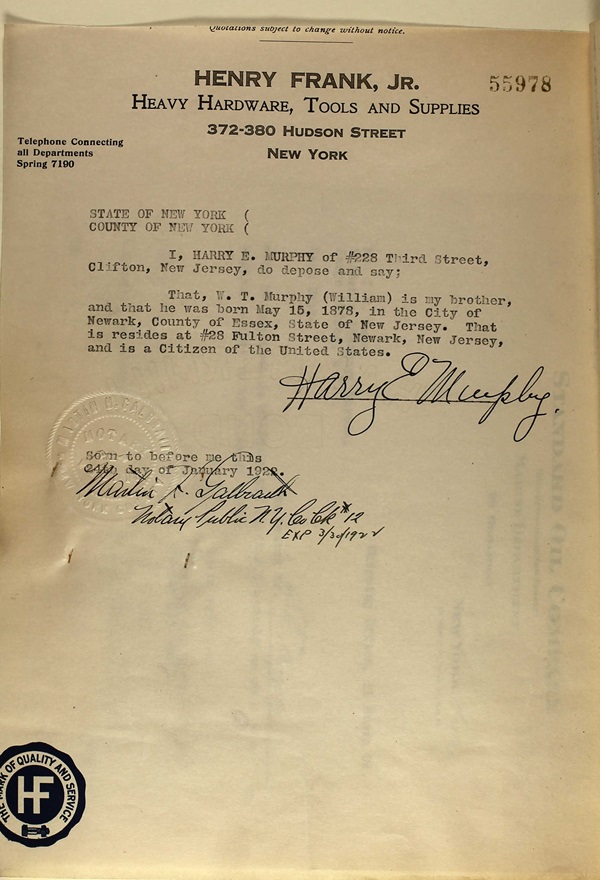 William T. Murphy Passport