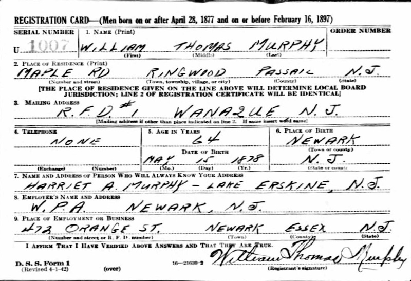 William T. Murphy WW2 Draft Registration