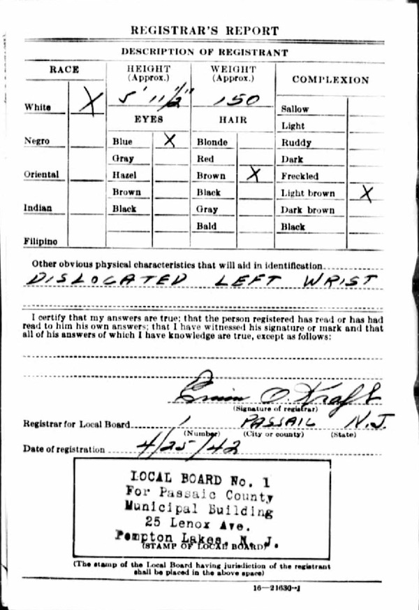 William T. Murphy WW2 Draft Registration