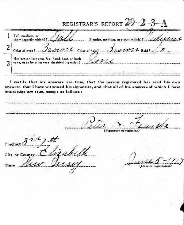 William Vierling's World War I Draft Registration Card Part 2