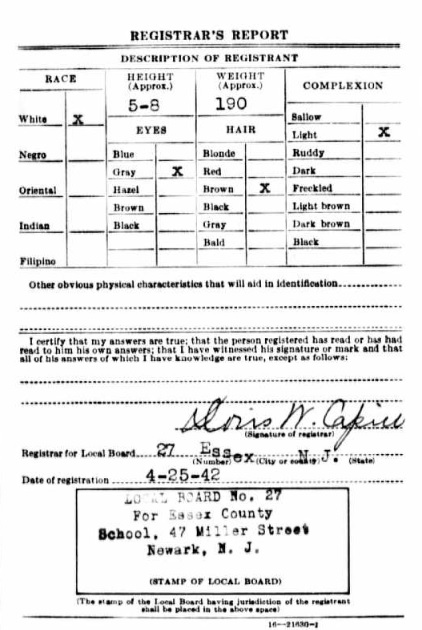 William Vierling's World War II Draft Registration Card Part 2