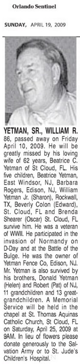 William R. Yetman's Obituary