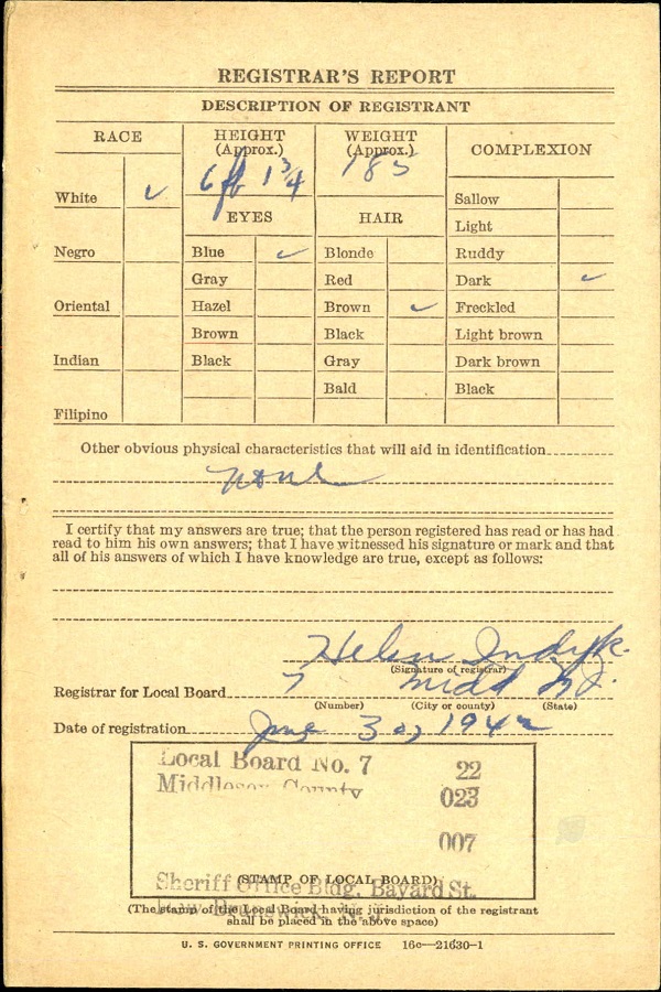 William R. Yetman's World War II Military Record